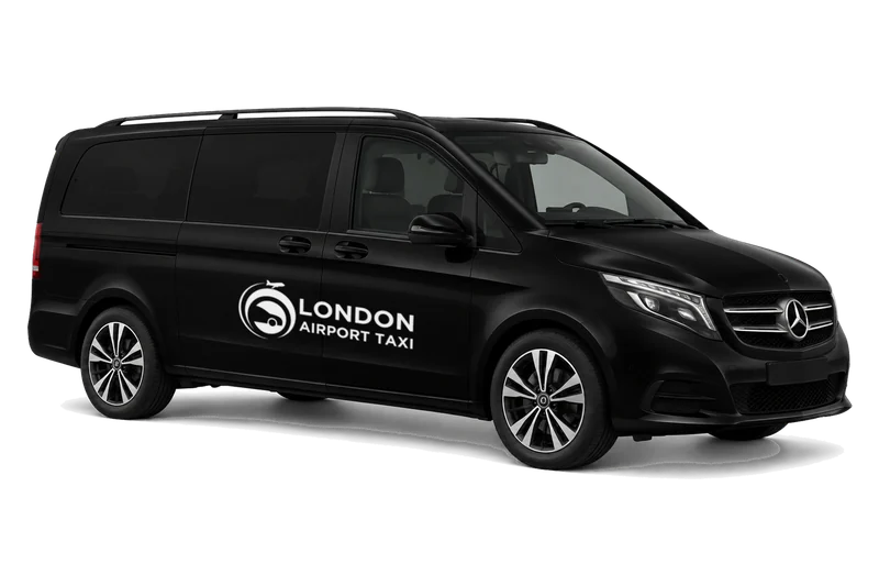 Mercedes V-Class luxury 7-seater with LondonAirport-Taxi.com branding for VIP group chauffeur transfers