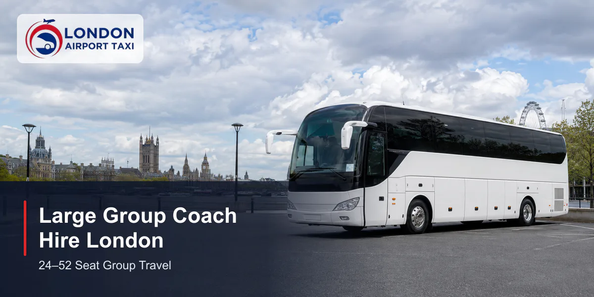 Large Group Coach Hire London 2026 &mdash; 24-52 Seater Coaches